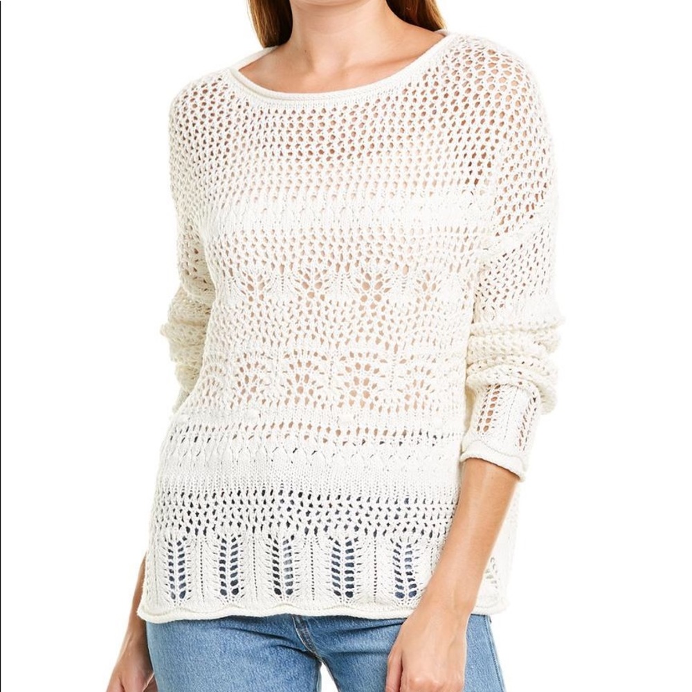 NWOT White Crochet Knit Sweater | beachlunchlounge